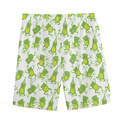 Cute Frog Pattern Print Men's Sports Shorts