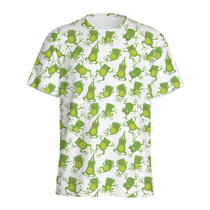 Cute Frog Pattern Print Men's Sports T-Shirt