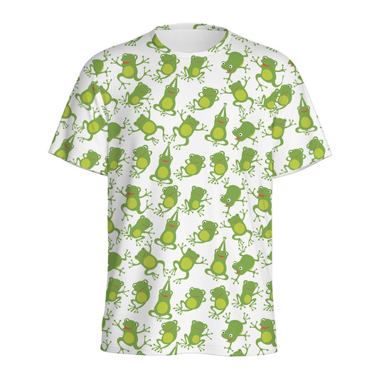 Cute Frog Pattern Print Men's Sports T-Shirt