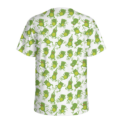 Cute Frog Pattern Print Men's Sports T-Shirt