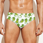 Cute Frog Pattern Print Men's Swim Briefs