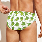 Cute Frog Pattern Print Men's Swim Briefs