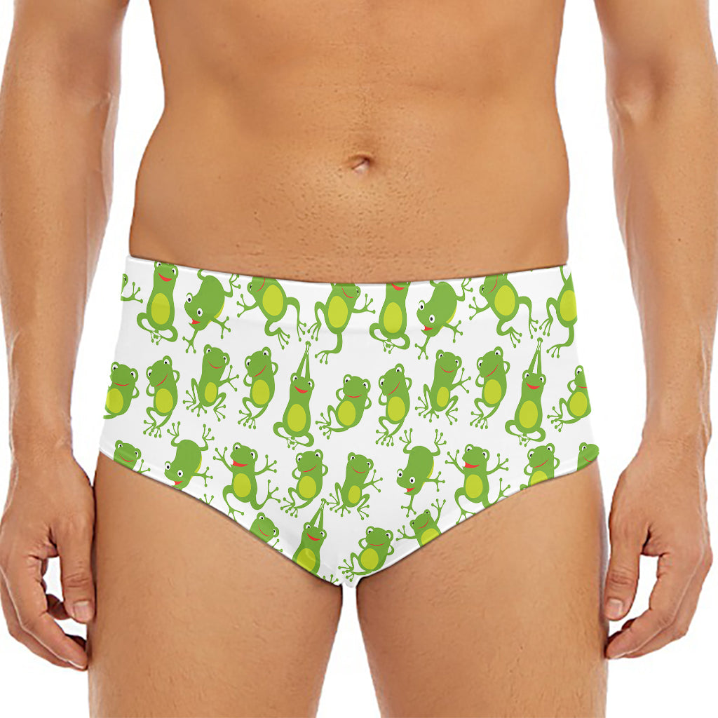 Cute Frog Pattern Print Men's Triangle Swim Briefs