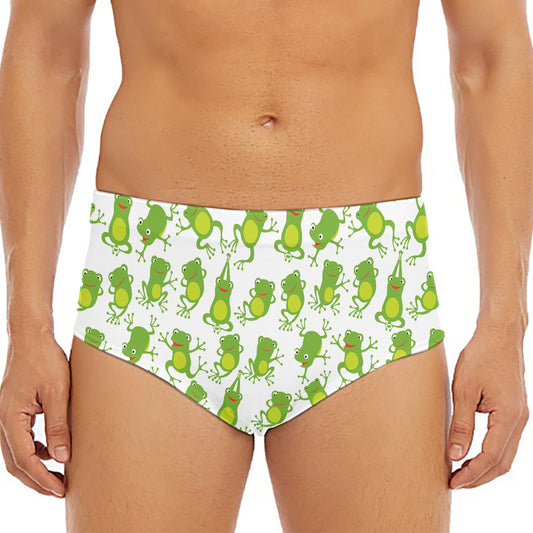 Cute Frog Pattern Print Men's Triangle Swim Briefs