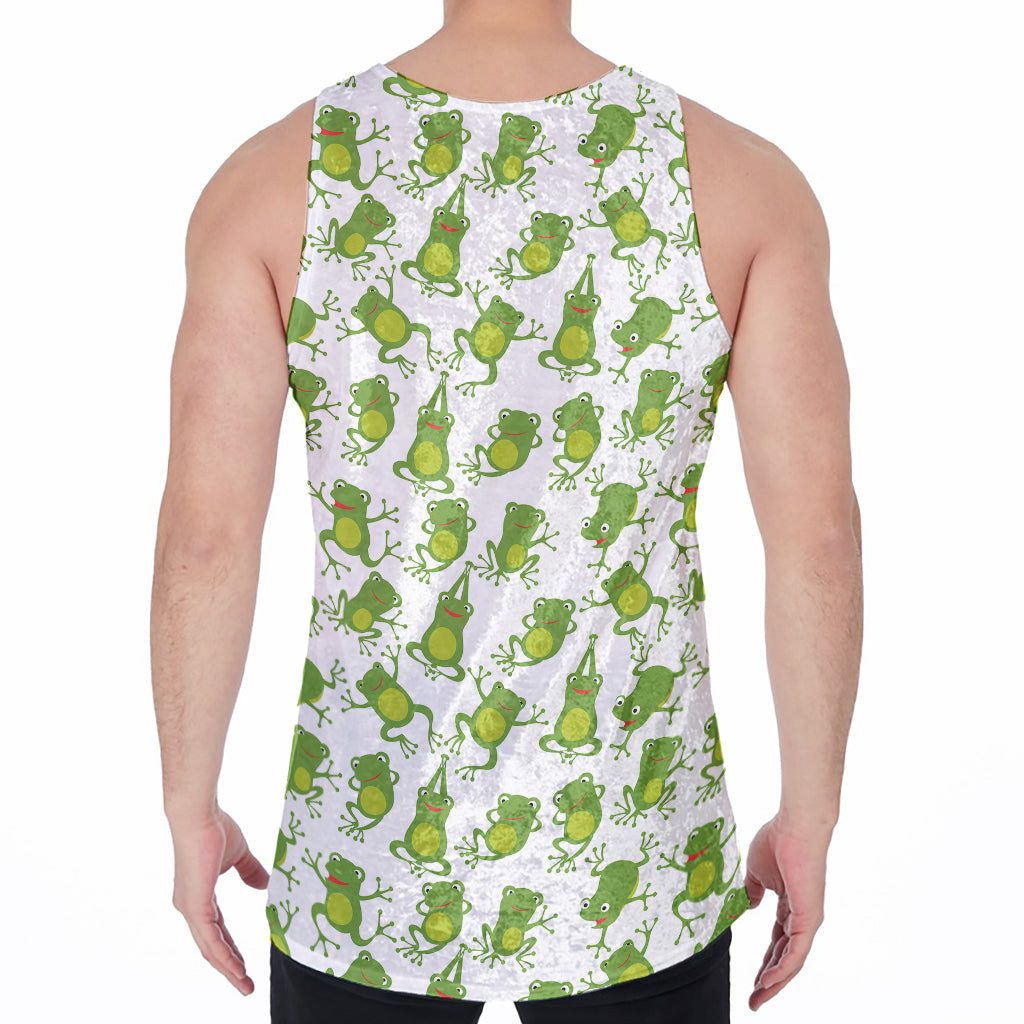 Cute Frog Pattern Print Men's Velvet Tank Top