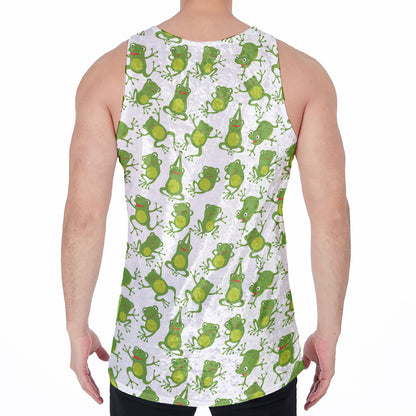 Cute Frog Pattern Print Men's Velvet Tank Top