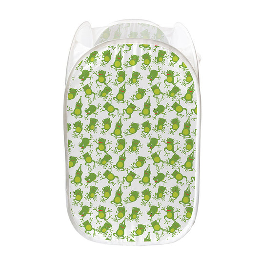 Cute Frog Pattern Print Mesh Laundry Hamper