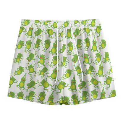 Cute Frog Pattern Print Mesh Shorts