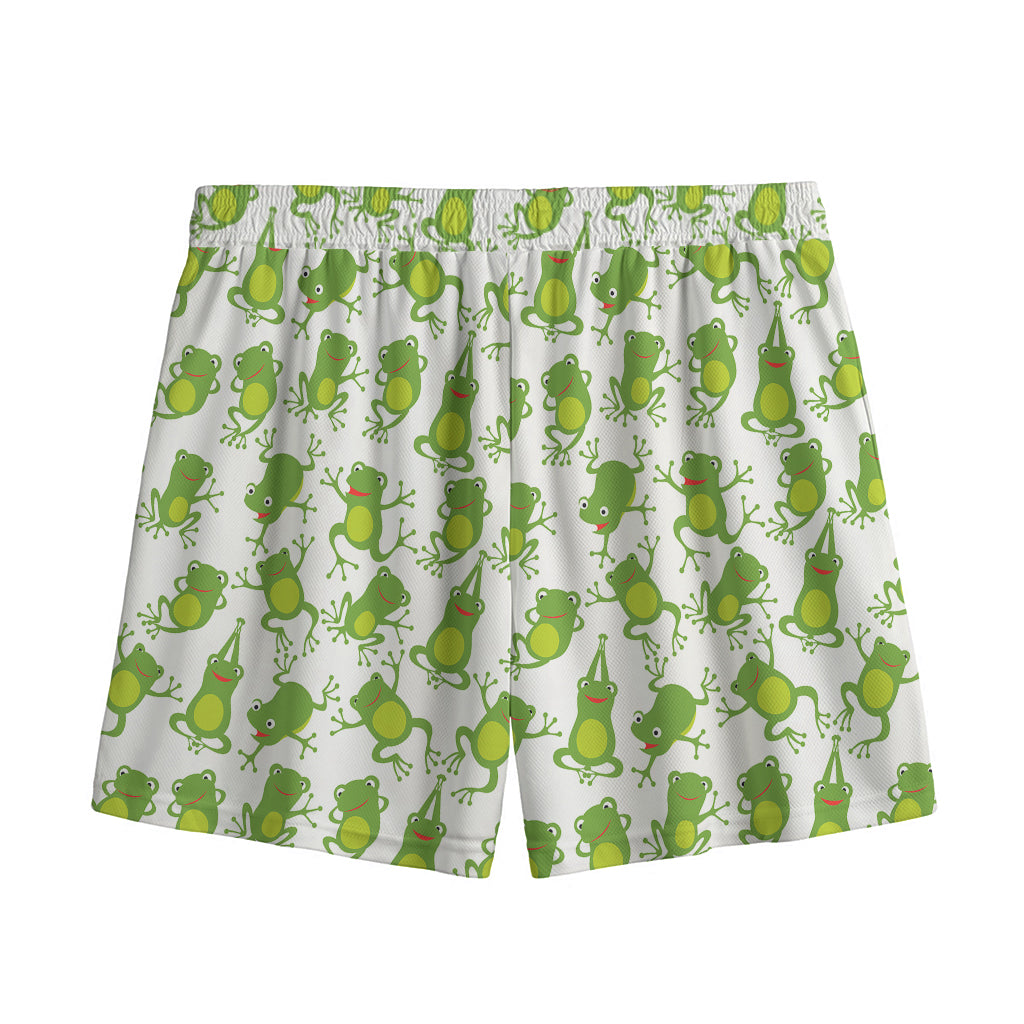 Cute Frog Pattern Print Mesh Shorts