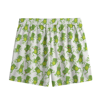 Cute Frog Pattern Print Mesh Shorts