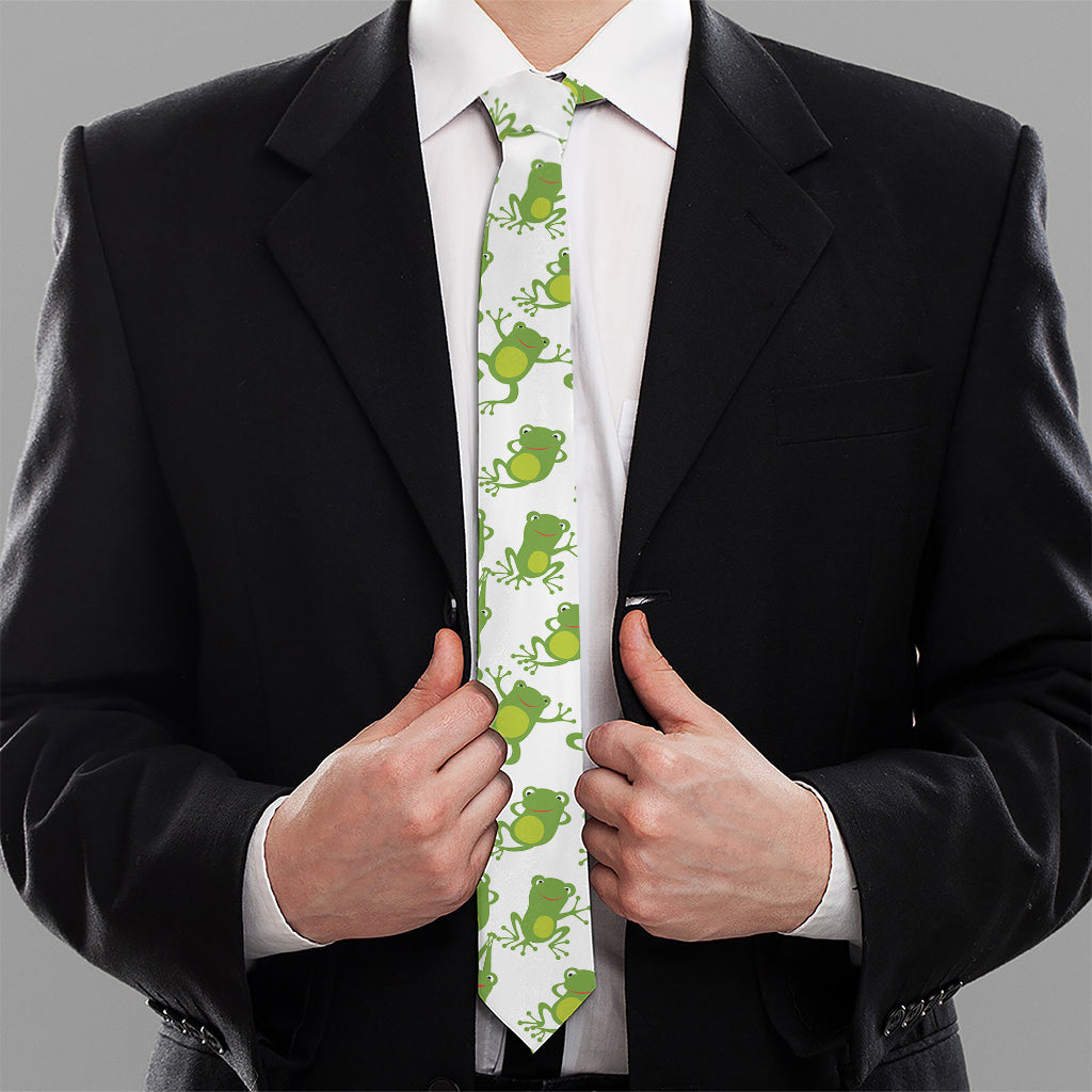 Cute Frog Pattern Print Necktie