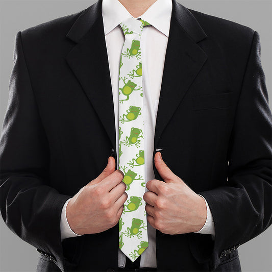 Cute Frog Pattern Print Necktie