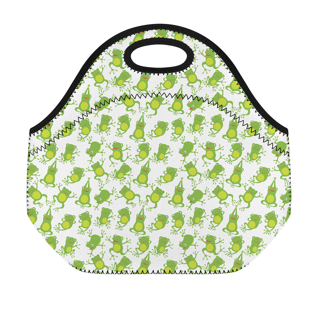Cute Frog Pattern Print Neoprene Lunch Bag