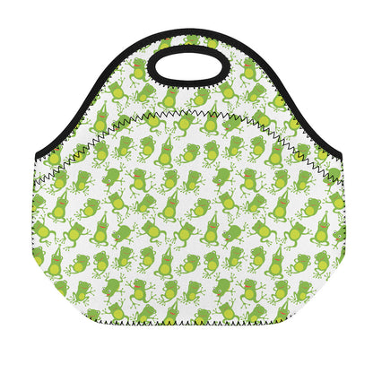 Cute Frog Pattern Print Neoprene Lunch Bag