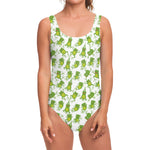 Cute Frog Pattern Print One Piece Swimsuit