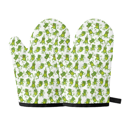 Cute Frog Pattern Print Oven Mitts