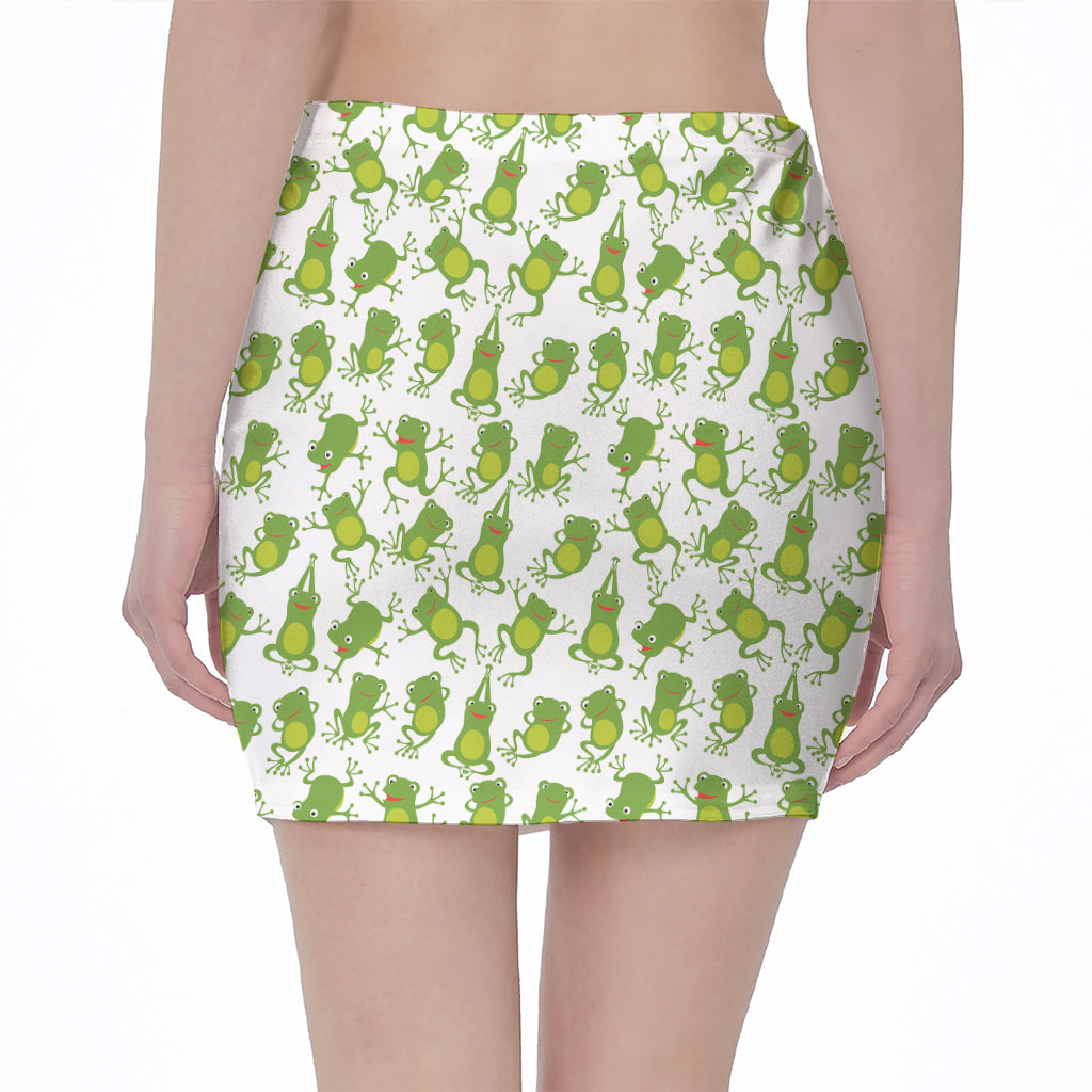 Cute Frog Pattern Print Pencil Mini Skirt