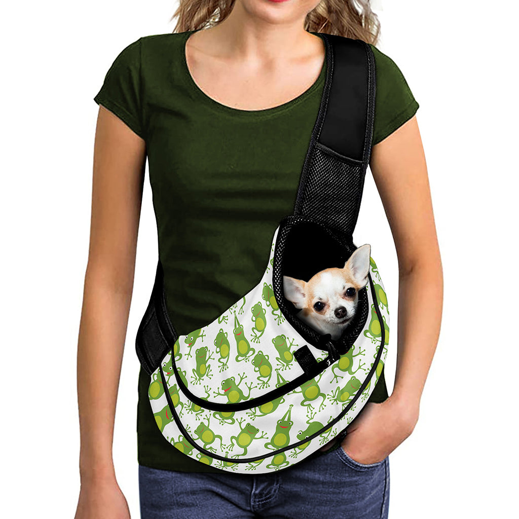 Cute Frog Pattern Print Pet Sling Carrier