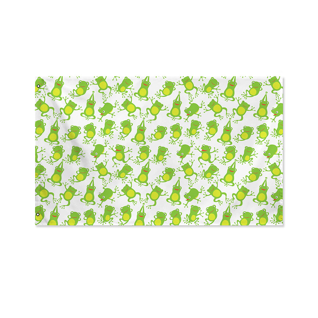 Cute Frog Pattern Print Polyester Flag