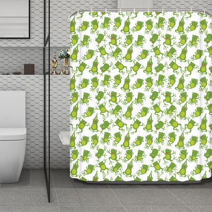 Cute Frog Pattern Print Polyester Shower Curtain