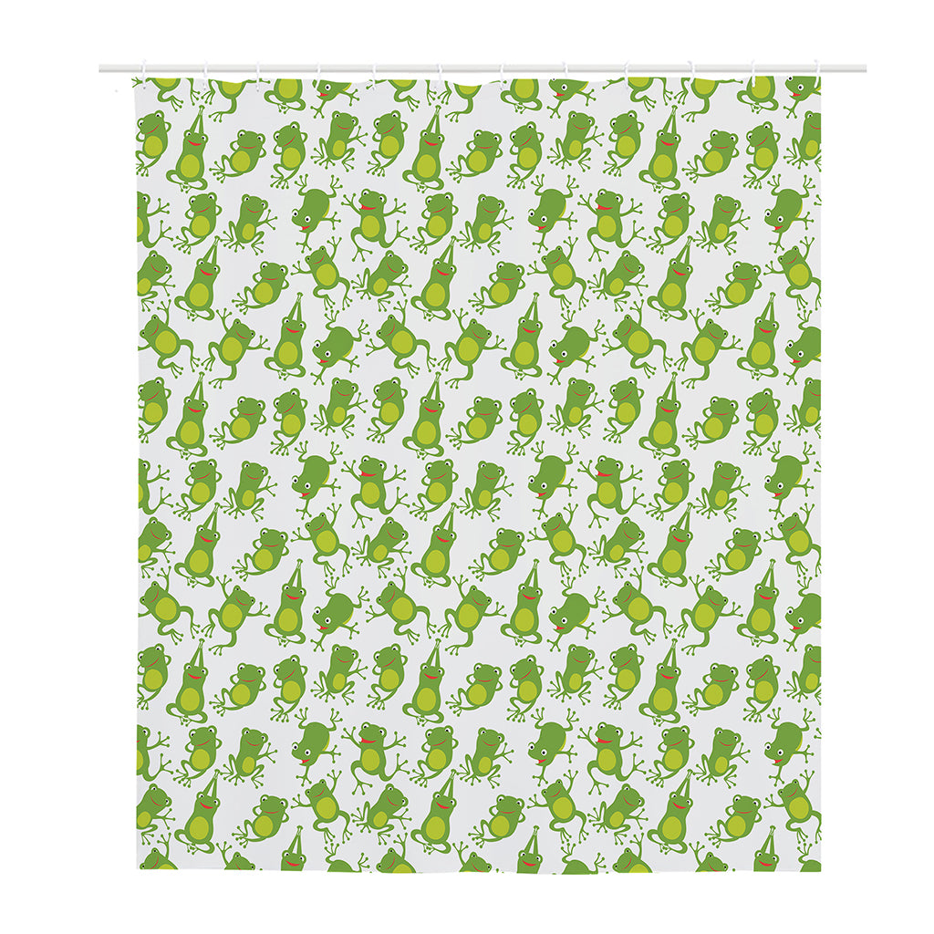 Cute Frog Pattern Print Polyester Shower Curtain