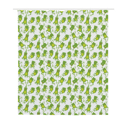 Cute Frog Pattern Print Polyester Shower Curtain