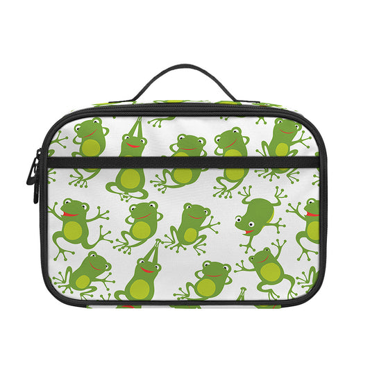 Cute Frog Pattern Print Portable Lunch Bag