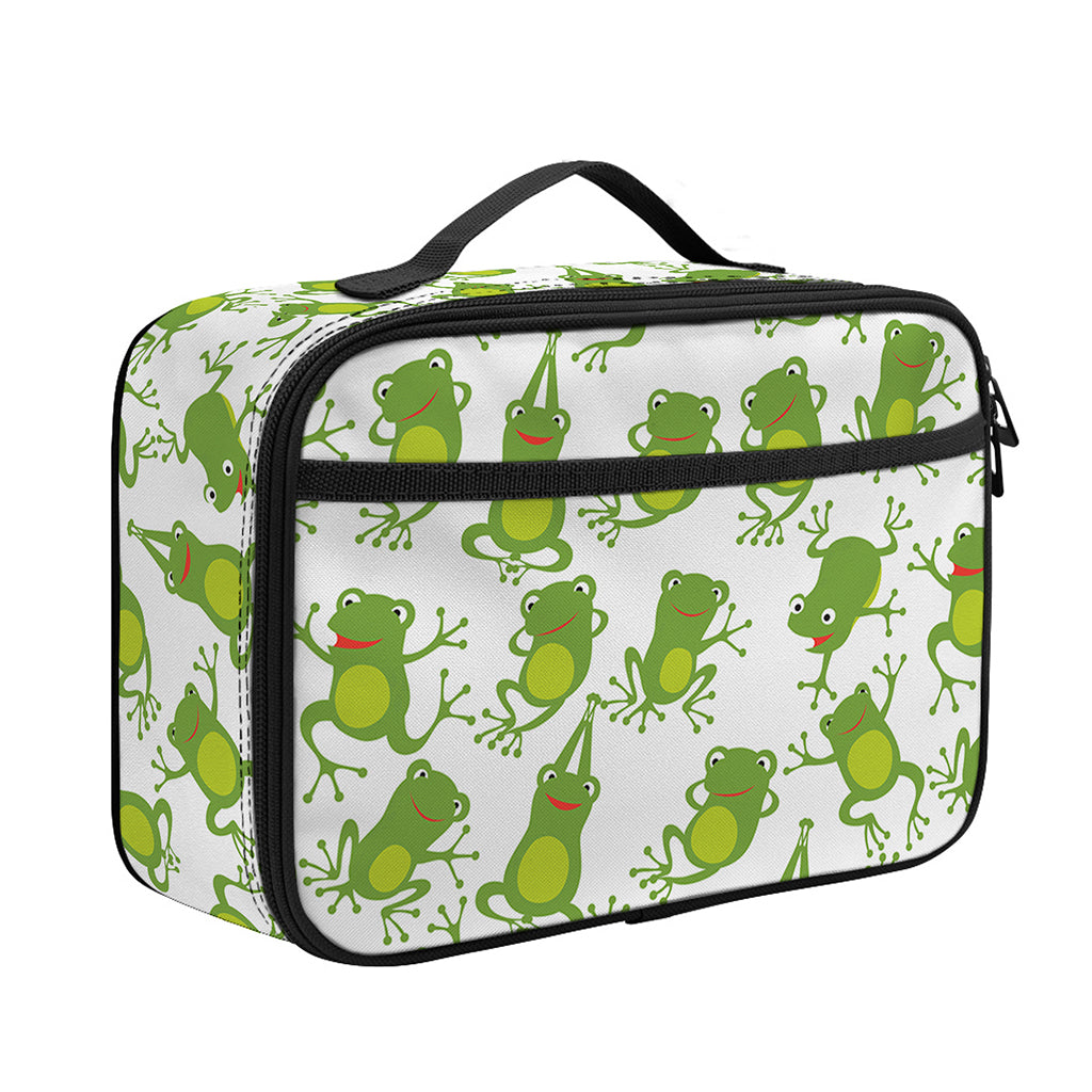 Cute Frog Pattern Print Portable Lunch Bag