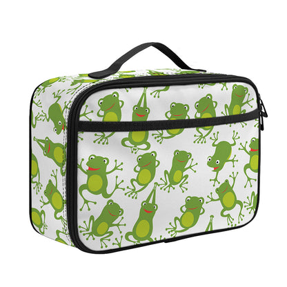 Cute Frog Pattern Print Portable Lunch Bag