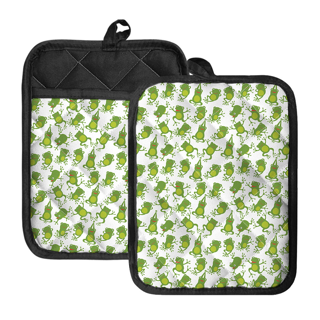 Cute Frog Pattern Print Pot Holders With Pocket