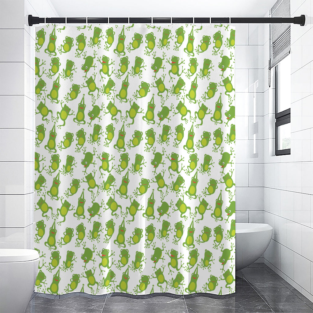 Cute Frog Pattern Print Premium Shower Curtain