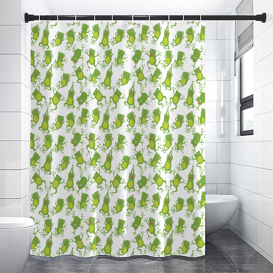 Cute Frog Pattern Print Premium Shower Curtain