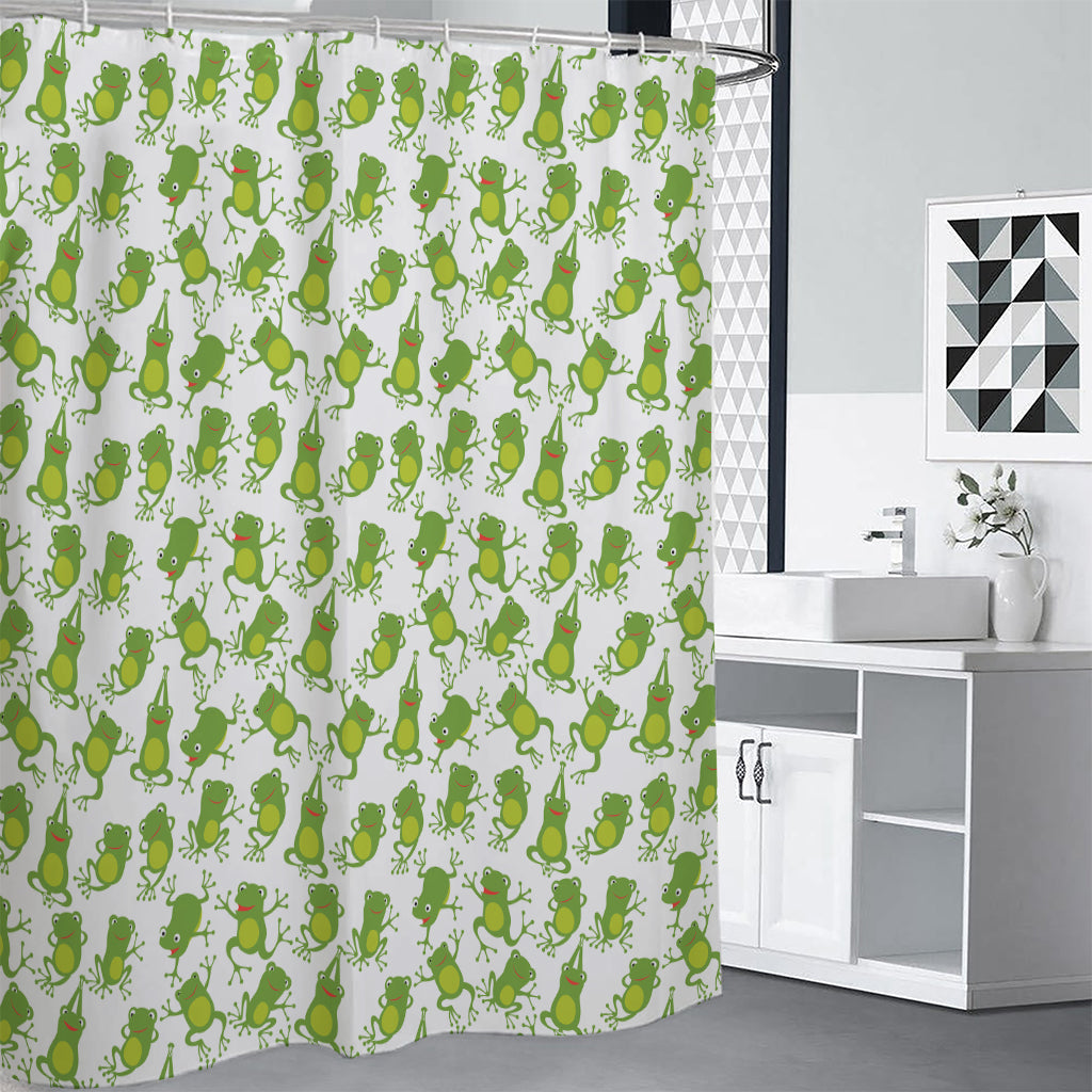 Cute Frog Pattern Print Premium Shower Curtain