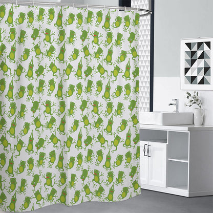Cute Frog Pattern Print Premium Shower Curtain