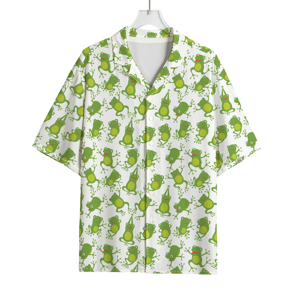 Cute Frog Pattern Print Rayon Hawaiian Shirt