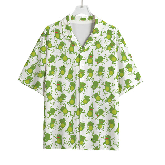 Cute Frog Pattern Print Rayon Hawaiian Shirt