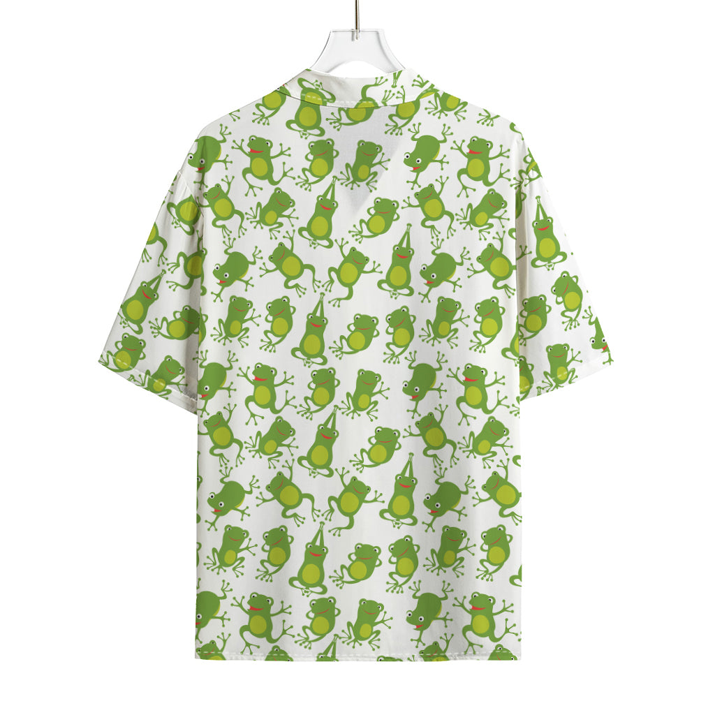 Cute Frog Pattern Print Rayon Hawaiian Shirt