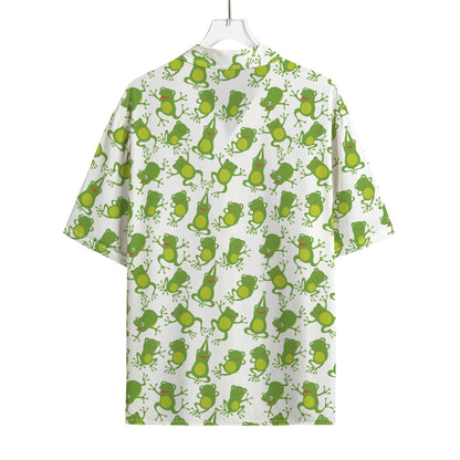 Cute Frog Pattern Print Rayon Hawaiian Shirt