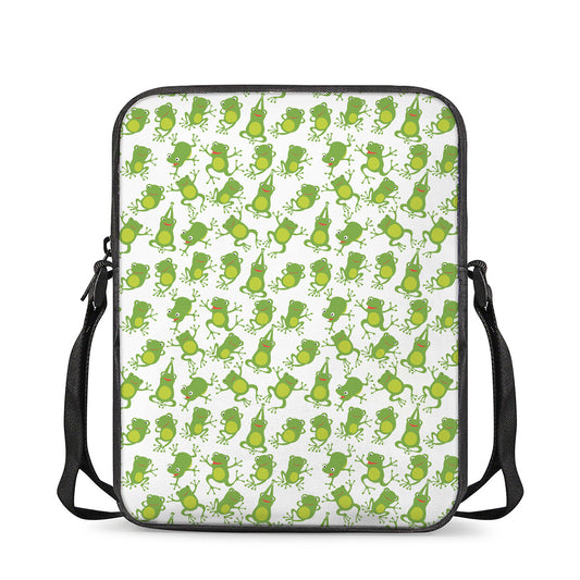 Cute Frog Pattern Print Rectangular Crossbody Bag