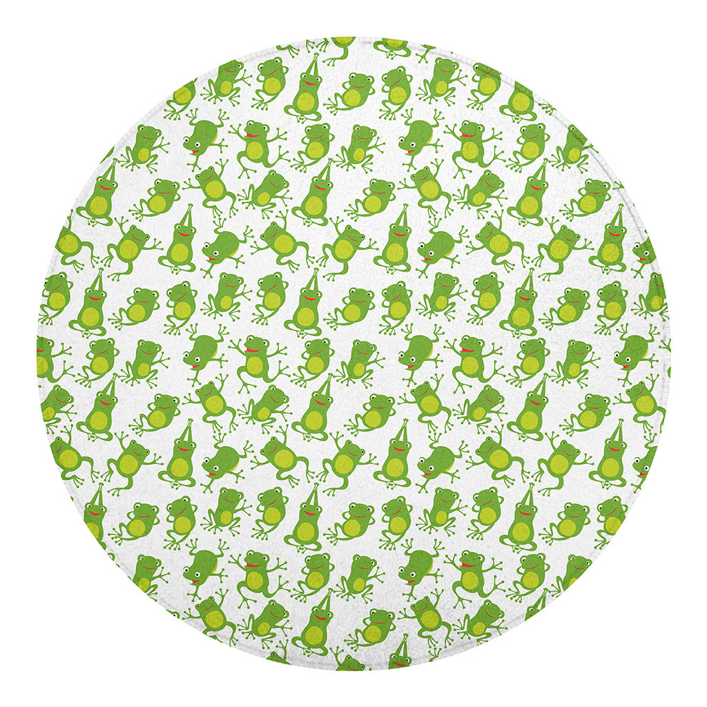 Cute Frog Pattern Print Round Blanket