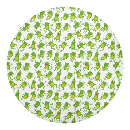 Cute Frog Pattern Print Round Blanket