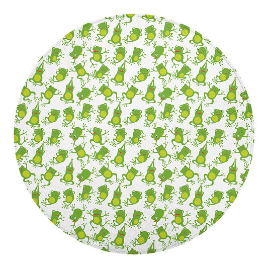 Cute Frog Pattern Print Round Blanket