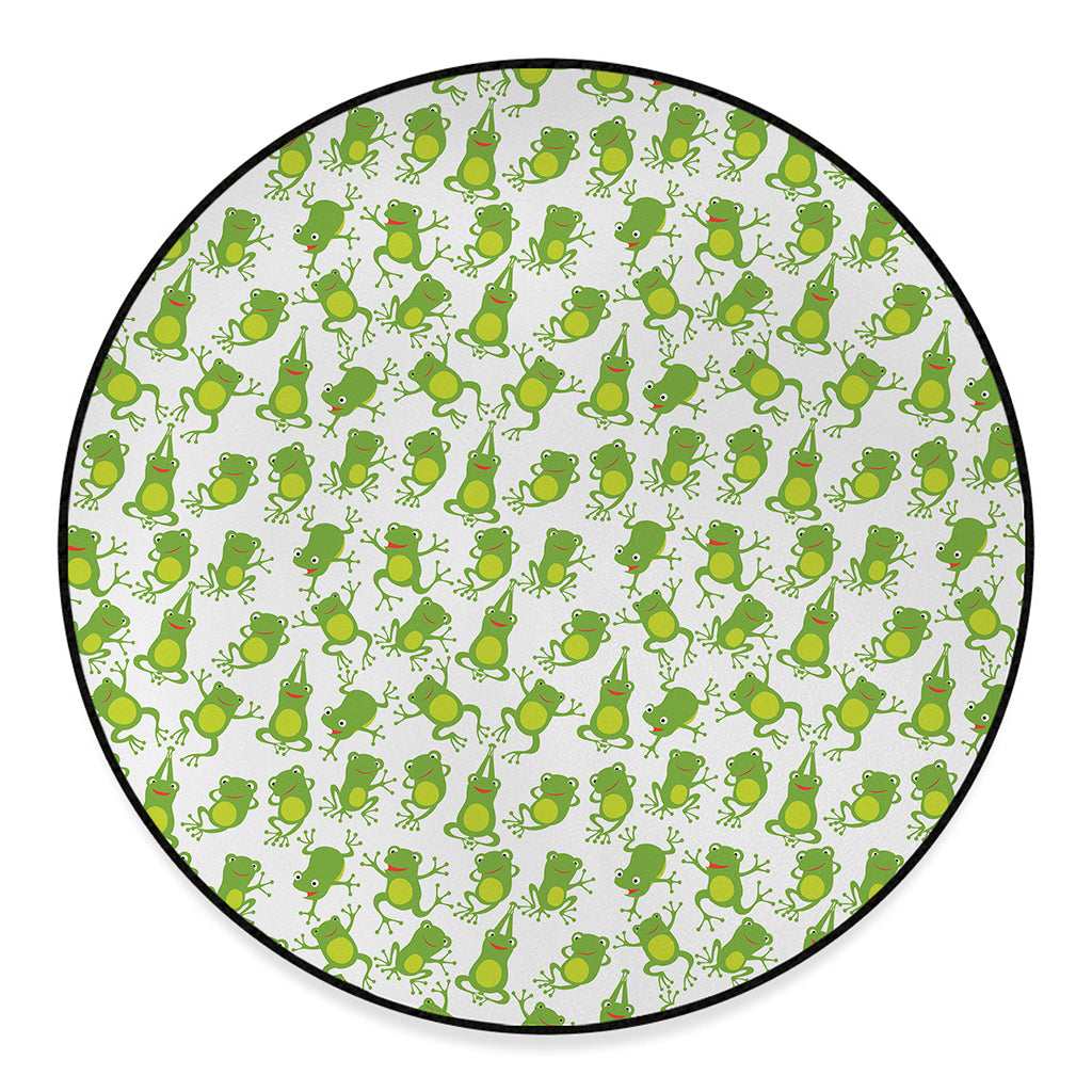 Cute Frog Pattern Print Round Floor Mat