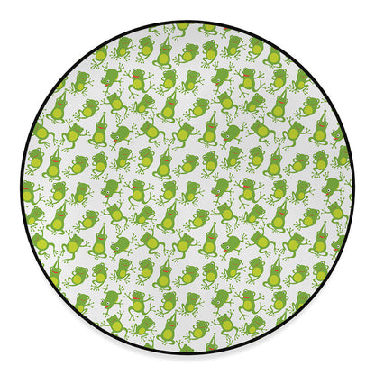 Cute Frog Pattern Print Round Floor Mat