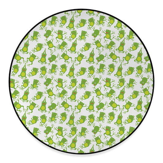 Cute Frog Pattern Print Round Floor Mat