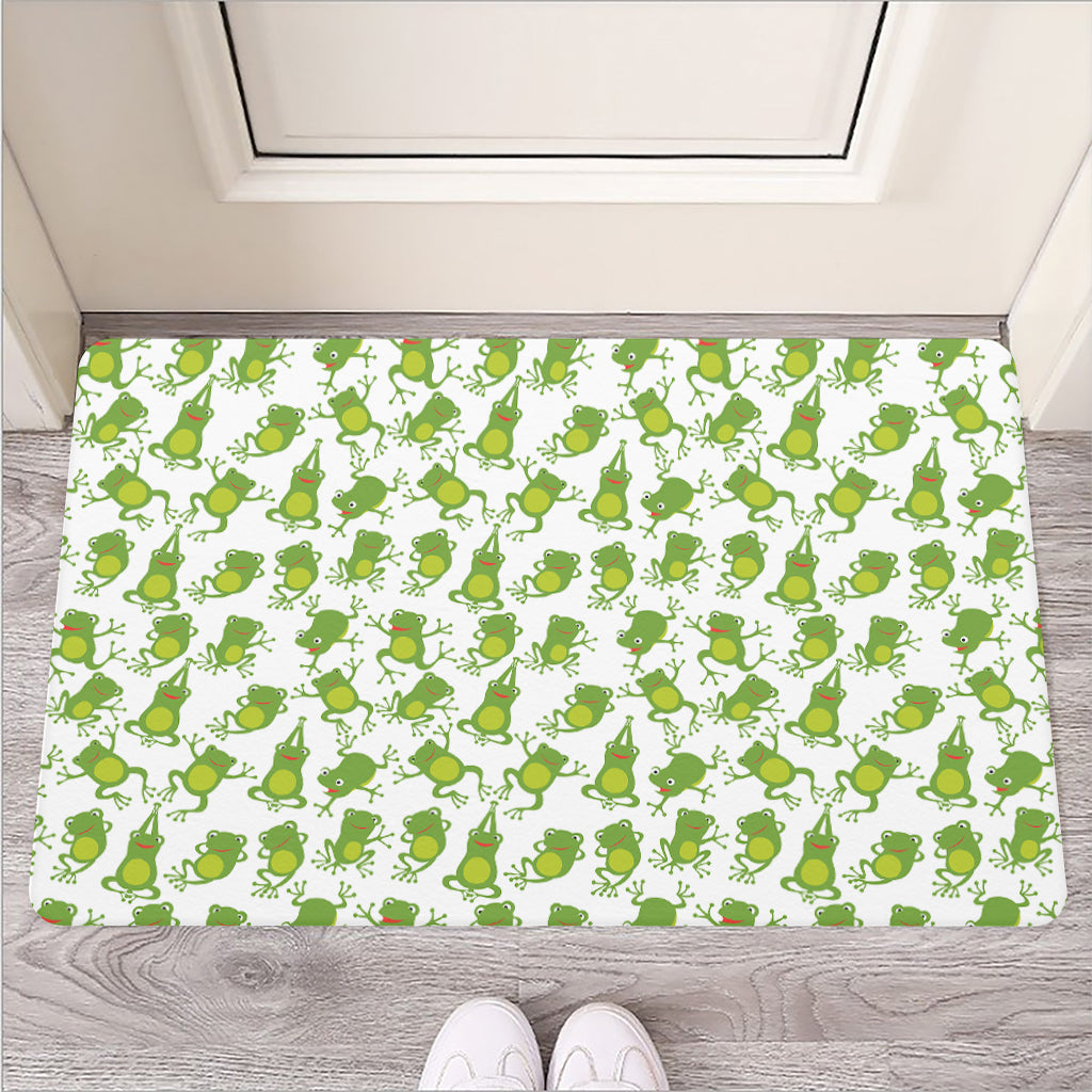 Cute Frog Pattern Print Rubber Doormat