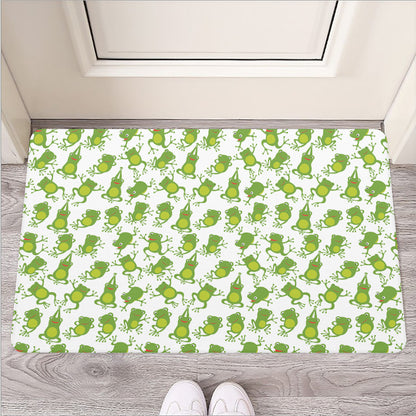 Cute Frog Pattern Print Rubber Doormat