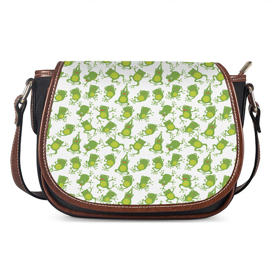 Cute Frog Pattern Print Saddle Bag
