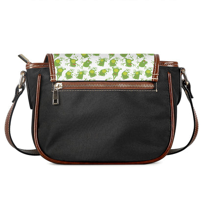 Cute Frog Pattern Print Saddle Bag