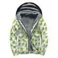Cute Frog Pattern Print Sherpa Lined Zip Up Hoodie